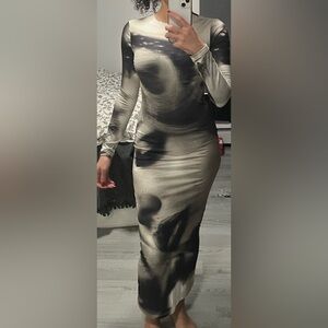 Green body-con maxi dress